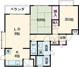 フォレストV 2階2LDKの間取り