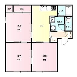 タウン　ボナールＢ 2階3DKの間取り