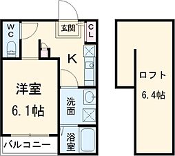 名古屋市営鶴舞線 庄内緑地公園駅 徒歩5分の賃貸アパート 1階1Kの間取り