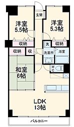 ローズガーデン前橋 4階3LDKの間取り
