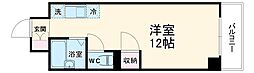 マリンビュー 2階ワンルームの間取り