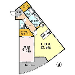 パラボリカ 1階1LDKの間取り