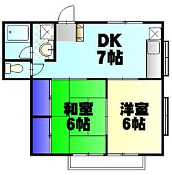 メゾンドールI 1階2DKの間取り