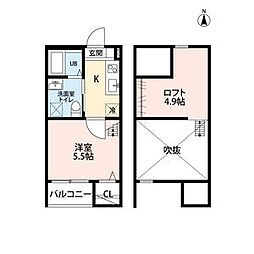 メゾン・ド・グレース 2階1Kの間取り