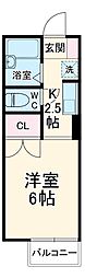 JR中央本線 春日井駅 徒歩31分の賃貸アパート 2階1Kの間取り