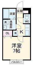 JR総武線 稲毛駅 徒歩6分の賃貸アパート 1階1Kの間取り