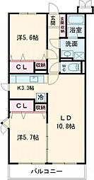 JR上越線 新前橋駅 徒歩24分の賃貸アパート 1階2LDKの間取り
