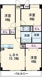 アヴニール・シエル 3LDKの間取図画像