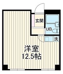 吐月館 2階ワンルームの間取り