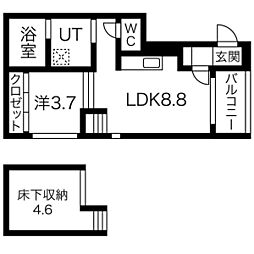 ディアグランコート 1階1LDKの間取り