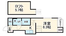 ハーモニーテラス白金 1階1Kの間取り