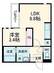 ＧＲＡＮＤＴＩＣ塩釜口 1階1LDKの間取り