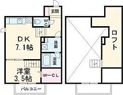 ＦＡＭＩＬＹ　ＳＴＡＧＥ道徳I 1階1DKの間取り