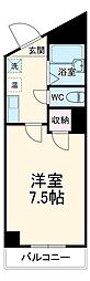 名古屋市営鶴舞線 塩釜口駅 徒歩18分の賃貸マンション 2階1Kの間取り