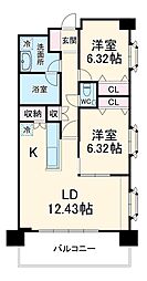 東川口ガーデンプラザ八番館 5階2LDKの間取り