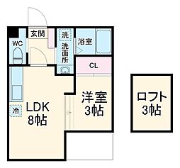 名古屋市営名城線 熱田神宮西駅 徒歩6分の賃貸アパート 2階1LDKの間取り