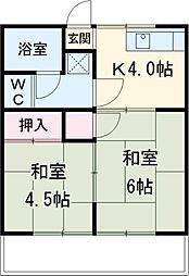 カーサ・ソレイユ 1階2Kの間取り