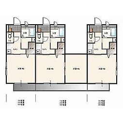 サンフローレハイツ 1階1Kの間取り