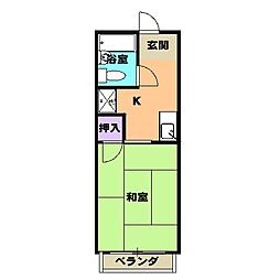 シティハイツ2 1Kの間取図画像