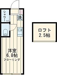 小田急小田原線 祖師ヶ谷大蔵駅 徒歩9分の賃貸アパート 2階1Kの間取り