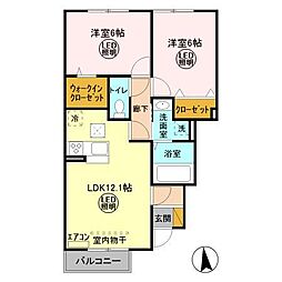 エルクルーズ 1階2LDKの間取り
