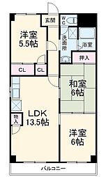 ＩＮＳＵＲＡＮＣＥ　ＢＬＤＧ　XVI 3階3LDKの間取り