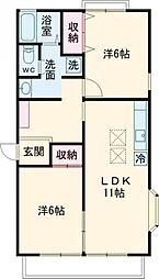 西武新宿線 田無駅 徒歩13分の賃貸アパート 1階2LDKの間取り