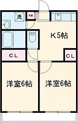 ドミール森田 2階2DKの間取り