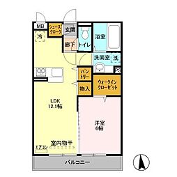 ゼピュロス学園の森　Ｋ 3階1LDKの間取り