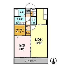 つくばエクスプレス 研究学園駅 徒歩11分の賃貸アパート 1階1LDKの間取り