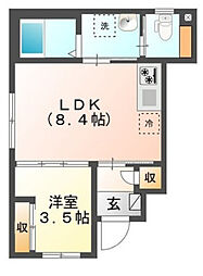西武池袋線 石神井公園駅 徒歩6分の賃貸アパート 1階1LDKの間取り