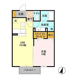 JR常磐線 神立駅 4kmの賃貸アパート 1階1LDKの間取り