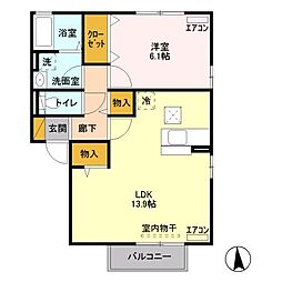 プラートC 1LDKの間取図画像