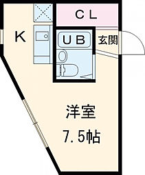 西武新宿線 上石神井駅 徒歩8分の賃貸アパート 3階ワンルームの間取り
