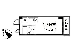 ほしのビル 4階ワンルームの間取り