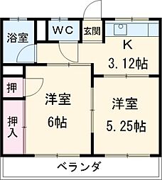 JR両毛線 伊勢崎駅 徒歩35分の賃貸アパート 2階2Kの間取り