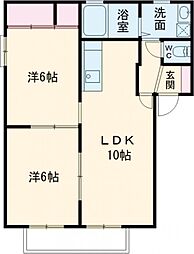 JR両毛線 伊勢崎駅 徒歩32分の賃貸アパート 2階2LDKの間取り