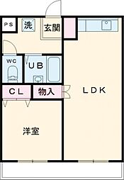 JR両毛線 国定駅 徒歩31分の賃貸アパート 2階1LDKの間取り