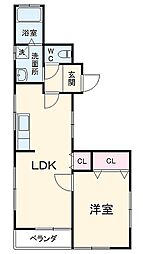 ポシブル 2階1LDKの間取り