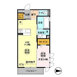 JR常磐線 水戸駅 徒歩15分の賃貸アパート 3階1LDKの間取り