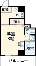 シャイン南流山 3階1Kの間取り