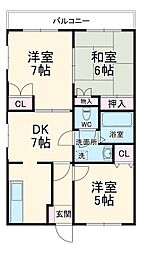 JR武蔵野線 三郷駅 徒歩7分の賃貸マンション 1階3DKの間取り