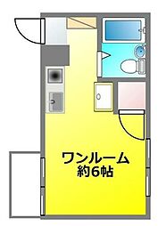 JR中央線 武蔵境駅 徒歩14分の賃貸マンション 3階ワンルームの間取り