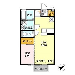 JR常磐線 水戸駅 バス20分 渡里二区下車 徒歩5分の賃貸アパート 2階1LDKの間取り