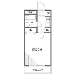 西武新宿線 井荻駅 徒歩4分の賃貸マンション 2階1Kの間取り