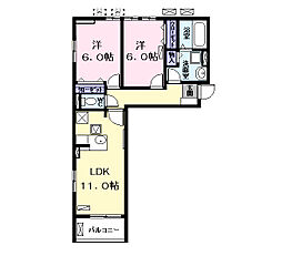 ザ　フォレスト　ガルニエ 1階2LDKの間取り