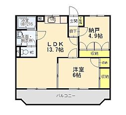 四日市あすなろう 内部駅 徒歩6分の賃貸マンション 2階2LDKの間取り
