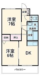 フォンテーヌ・デ・アイラ 9階2DKの間取り