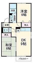 メゾンドール壱番館 2階2LDKの間取り