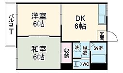 グリーンコーポ蟹江 2階2DKの間取り